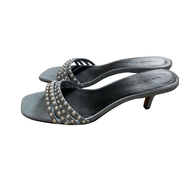 NWOT REBECCA MINKOFF Decklynn Embellished Kitten-heel Mules In Blue 8.5 - Picture 8 of 9